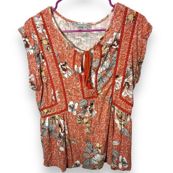 Daniel Rainn Micaela Embroidery Detail Tassel Knit Top - Picture 1 of 5